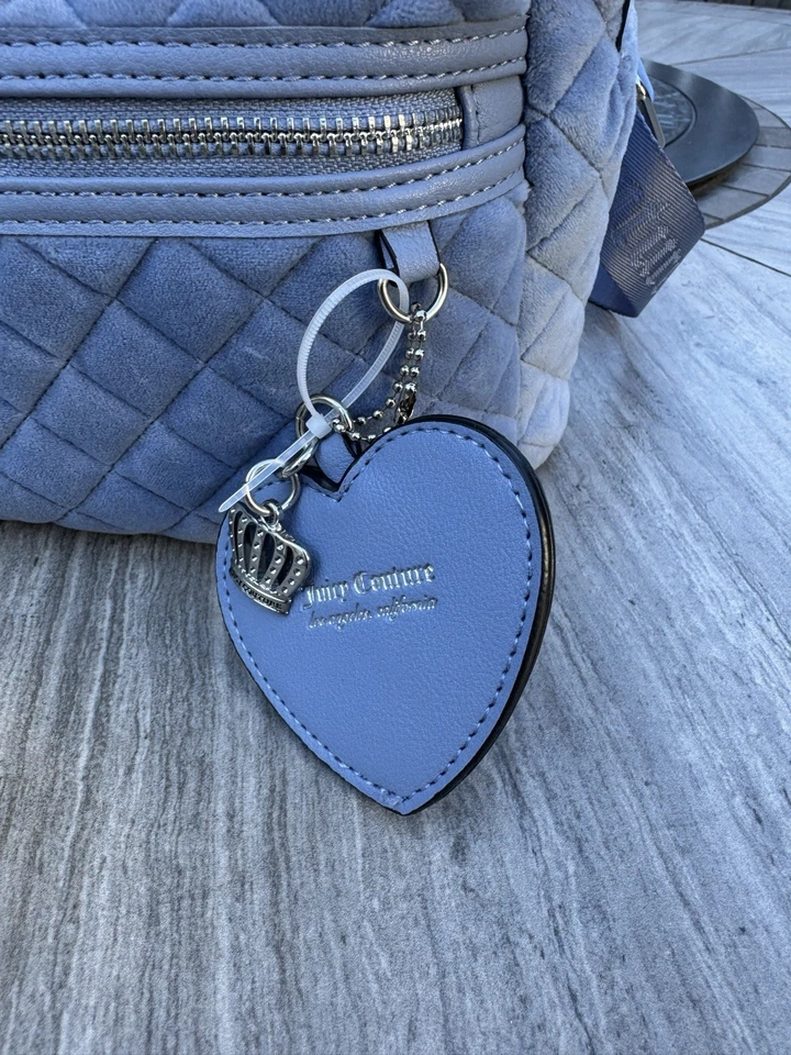 Juicy Couture Royal Moment Velour Backpack Medium Slate Blue HTF! - Image 2 of 4