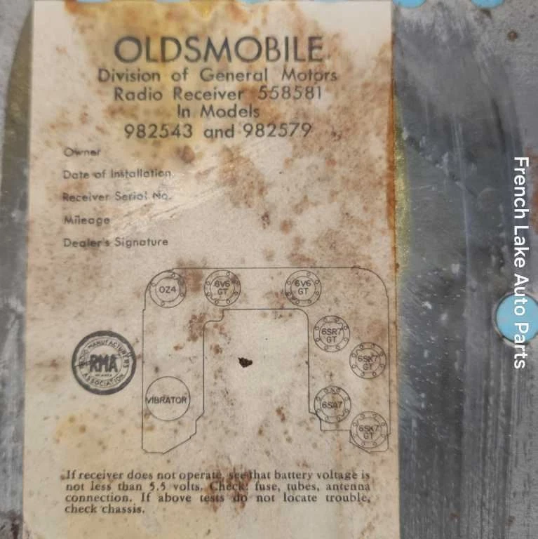 PIEZAS Radio 982543 Se Adapta a 1950 Oldsmobile Serie 76 u 88 1245903 Foto 2 de 4
