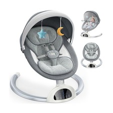 GAEZAP Infant Swing - 5 Speeds, Remote, Music Speaker White 