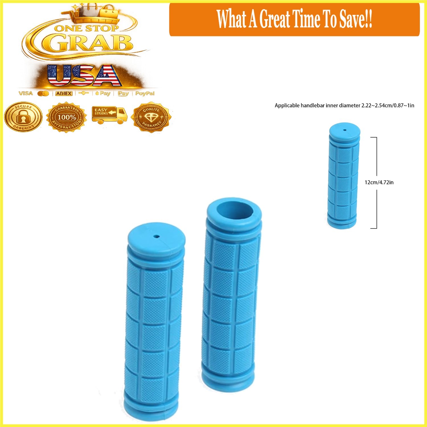 Kids Bike Grips Anti-Slip Rubber Handlebar Grips for BMX MTB Bicycle Scooter