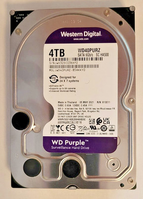 Western Digital WD Purple 4TB WD40PURZ-85AKKY0 Hard Drive w/Health Report