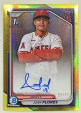 2024 Bowman Chrome Prospect Autographs Juan Flores #CPA-JF Yellow Refractor /75