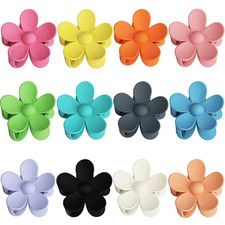 12-Piece Flower Claw Clips - Large Jaw Clips for Women  Girls - Thick  Thin Ha