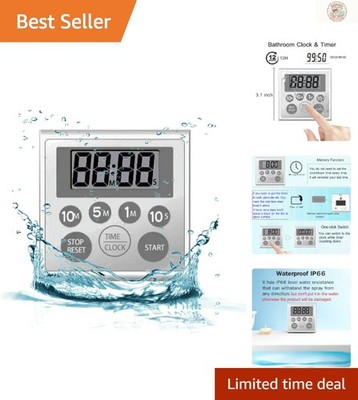 Waterproof Digital Timer & Shower Clock with Large LCD   Versatile 7-Key Design