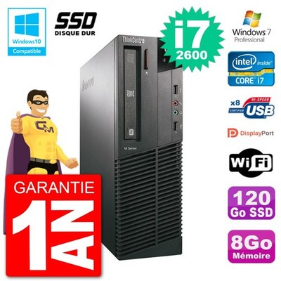 PC Lenovo ThinkCentre M82 SFF I7-2600 RAM 8GB SSD 120GB DVD-Brenner Wifi W7