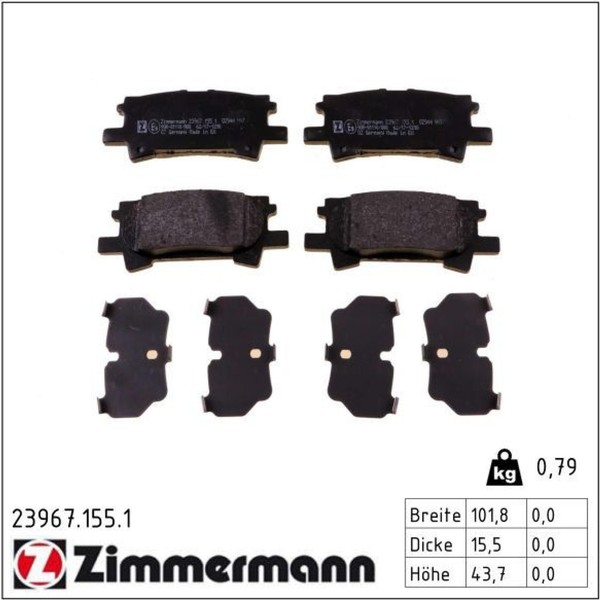 Zimmermann 23967.155.1 Bremsbelagsatz FüR Lexus Rx U3-image