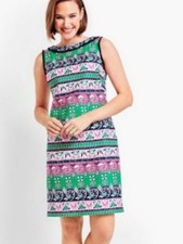 Talbots Floral Fringe Sleeveless Sheath Dress Size 10