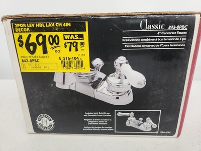 Price Pfister 4'' Classic Centerset Bathroom Faucet 843-8PBC Polished Chrome NEW