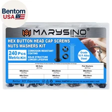 240-Piece M6 Hex Bolt Nut Assortment Kit, Grade 10.9 Alloy Steel, Button Head So