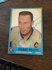 Pierre Pilote Chicago Black Hawks signed autographed Hockey card 1962 1963 NHL