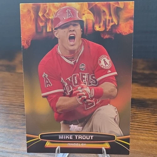2014 Topps Fire Fired Up Insert Mike Trout Angels #UP-21 Baseball Card