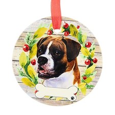 E  S Imports Ceramic Boxer Tree Ornament Dog Puppy Ribbon Cherish Pet