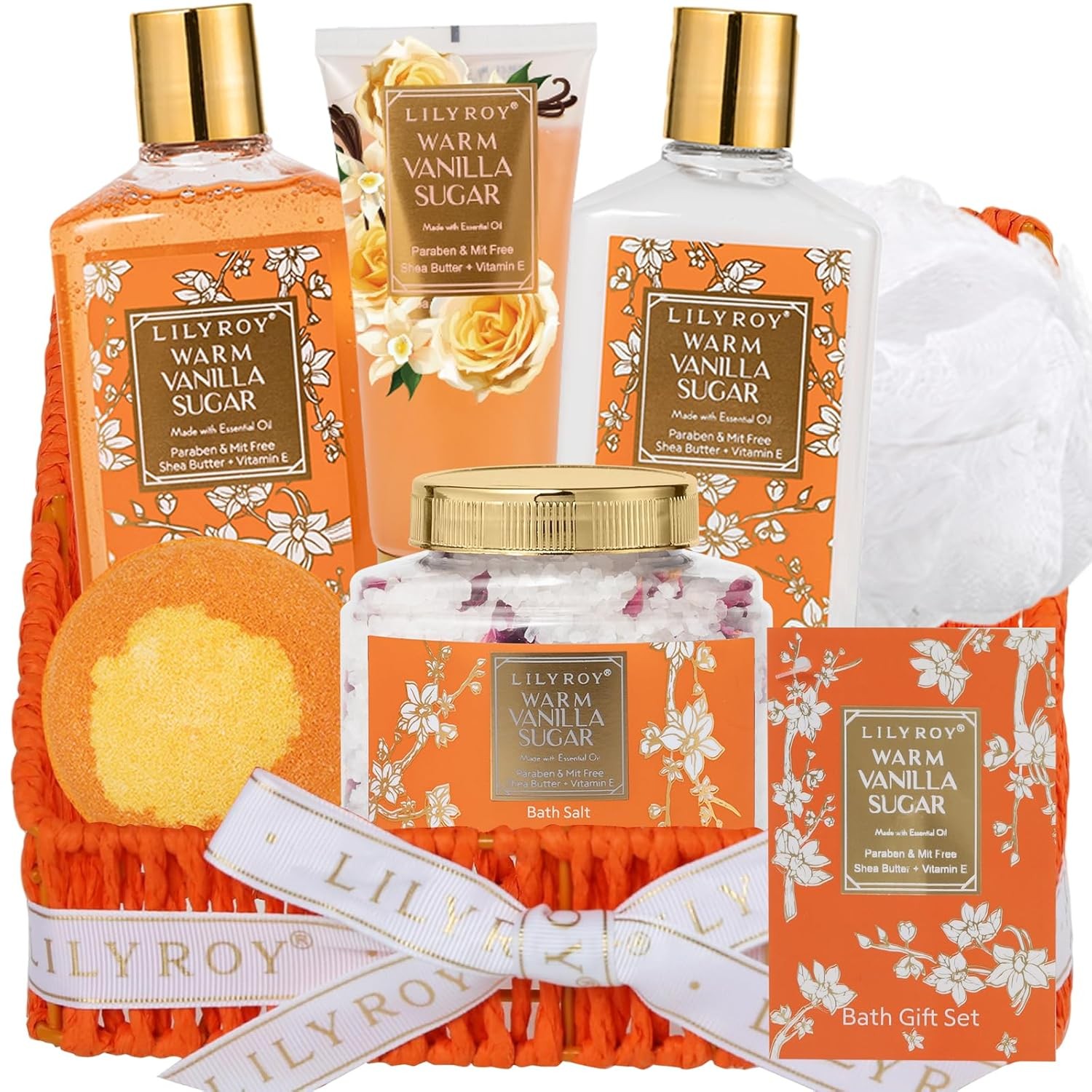 Christmas Gifts for Women - 7 Pcs Vanilla Bath and Body Gift Basket Set Spa...