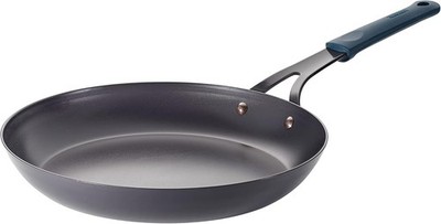 Carbon Steel 12-Inch Large Frying Pan with Silicone Grip, Naturally Non Stick