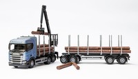Emek - Scania R450 6X4 Blau Mit Ladekran Und HolztransportanhäNger - 1/25 - E...