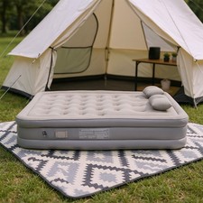 High Raised Air Bed Double Inflatable Mattress W/ Built in Electric Pump Camping