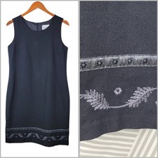 NEW Christopher Banks Jumper Dress 8 Wool Academia Knee Length Overall Embroider