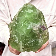 6.33LB Natural green cubic fluorite - quartz crystal mineral specimen