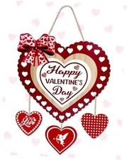 Wooden Heart Decorative Signage Happy Valentine's Day for Door 