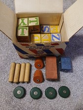Vintage Wooden Toy Blocks with Snaps Made In USA