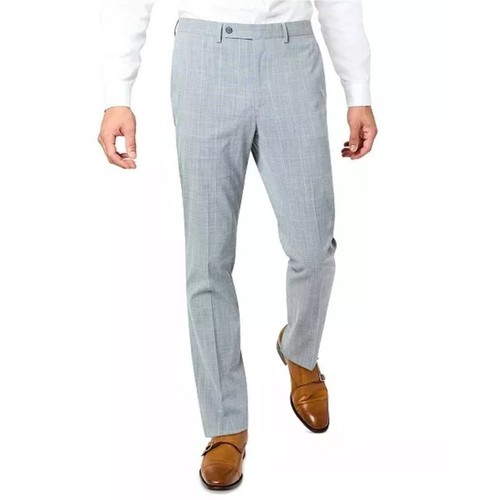 DKNY Men's Light Grey Plaid Modern-Fit Stretch Suit Dress Pants Size 30Wx32L