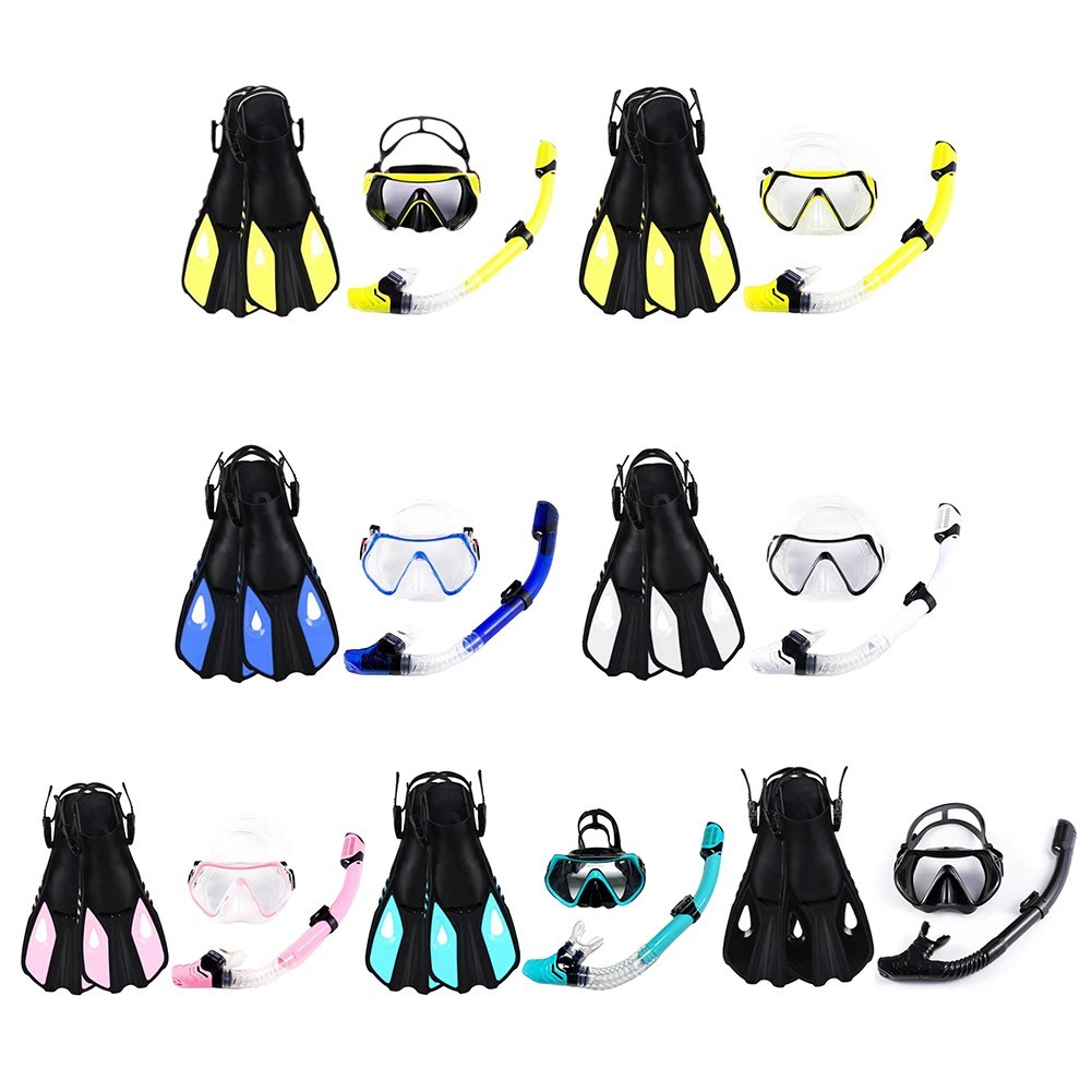 Juego Completo de Buceo Máscara Cómoda Parte Superior Seca Snorkel y Aletas Ajustables