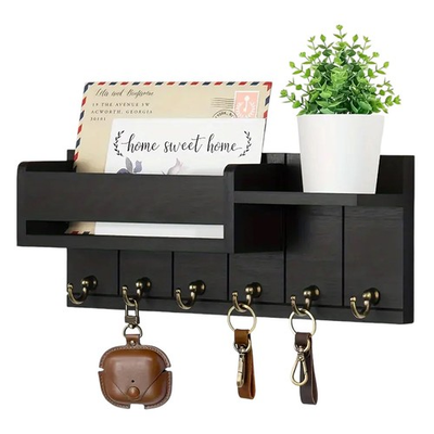#ad Wall Mounted Key Holder amp; Mail Organizer with Hooks Entryway Storage amp; Decor $13.99