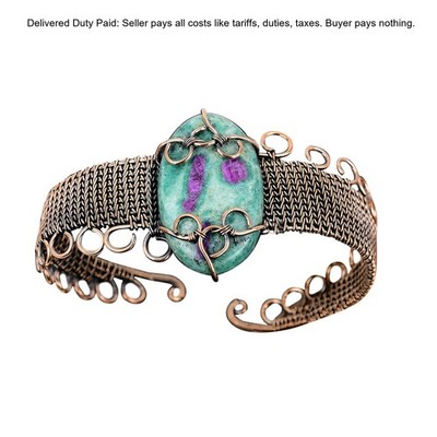 Natural Rubi Fuchsite No Stone Copper Wire Wrapped Sister Wedding Bangle Jewelry