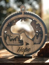 Pitbull Personalized 3D Wood Custom Name Christmas Ornament Round Rustic 