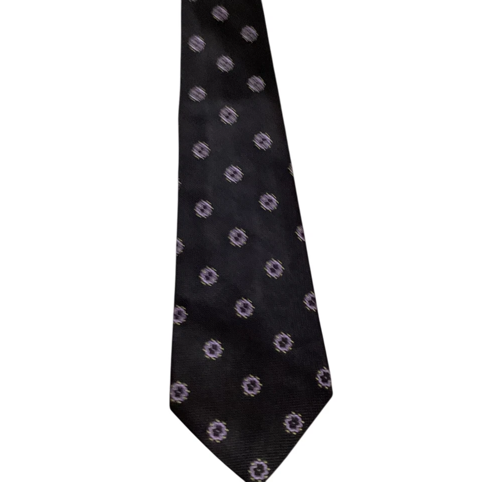 Corbata para hombre KITON SEVENFOLD seda XL ITALIA lujo geométrica negra/púrpura usada en excelente estado Foto 2 de 4