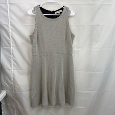 Ann Taylor LOFT women's cream black thick knit sleeveless fit flare knee dress