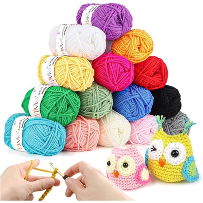 15 Farben Häkelgarn 25g Set - Weiche Acryl Wolle für kreative Handprojekte