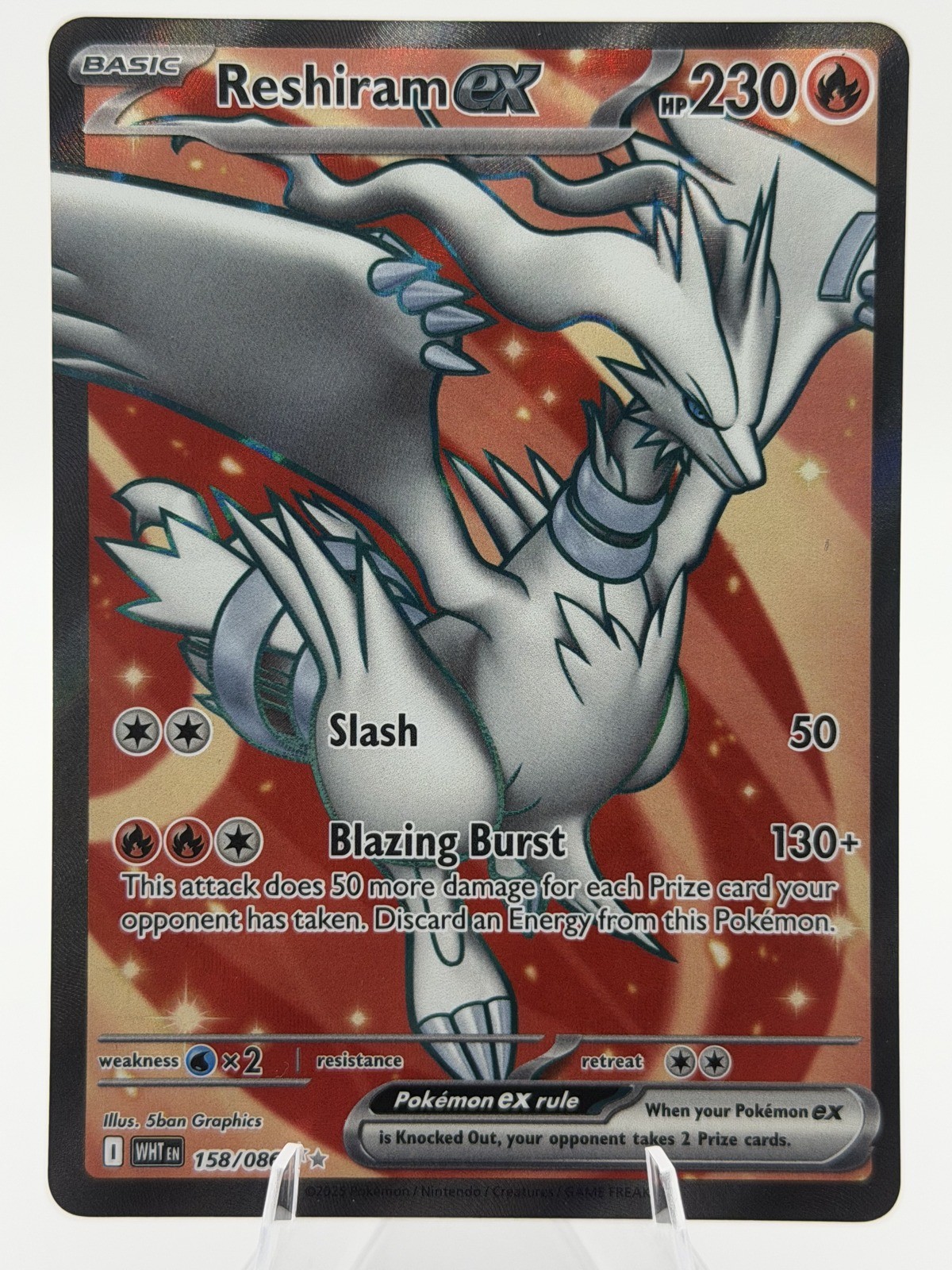 Pokemon Reshiram ex 158/086 White Flare Full Art Ultra Rare NM