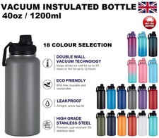 1.2L Water Flask Bottle Stainless Steel Double Wall Vacuum Insulated Thermal