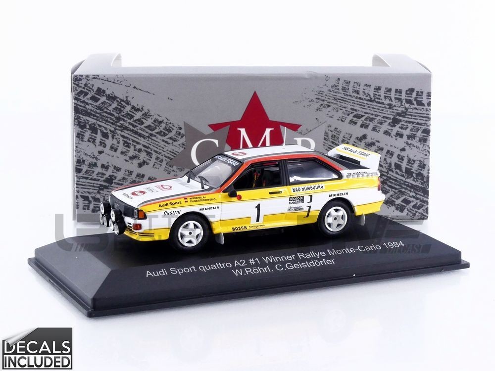 Audi Sport Quattro A2 miniature 1/43 CMR pour décorer un bureau de passionné de rallye WRC017