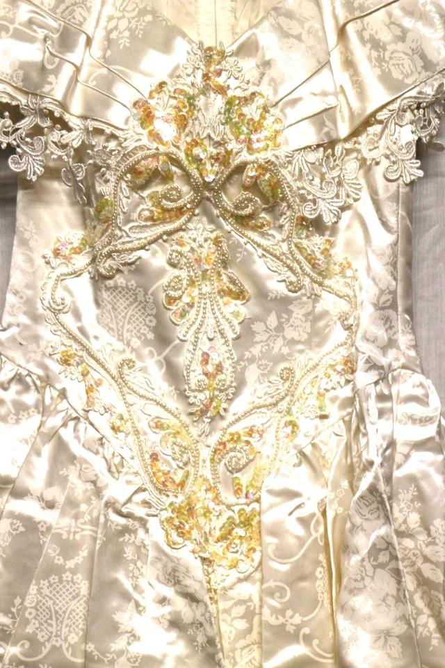 Vestido de novia Jessica McClintock blanco satinado encaje y gasa para dama talla 10 Foto 4 de 4