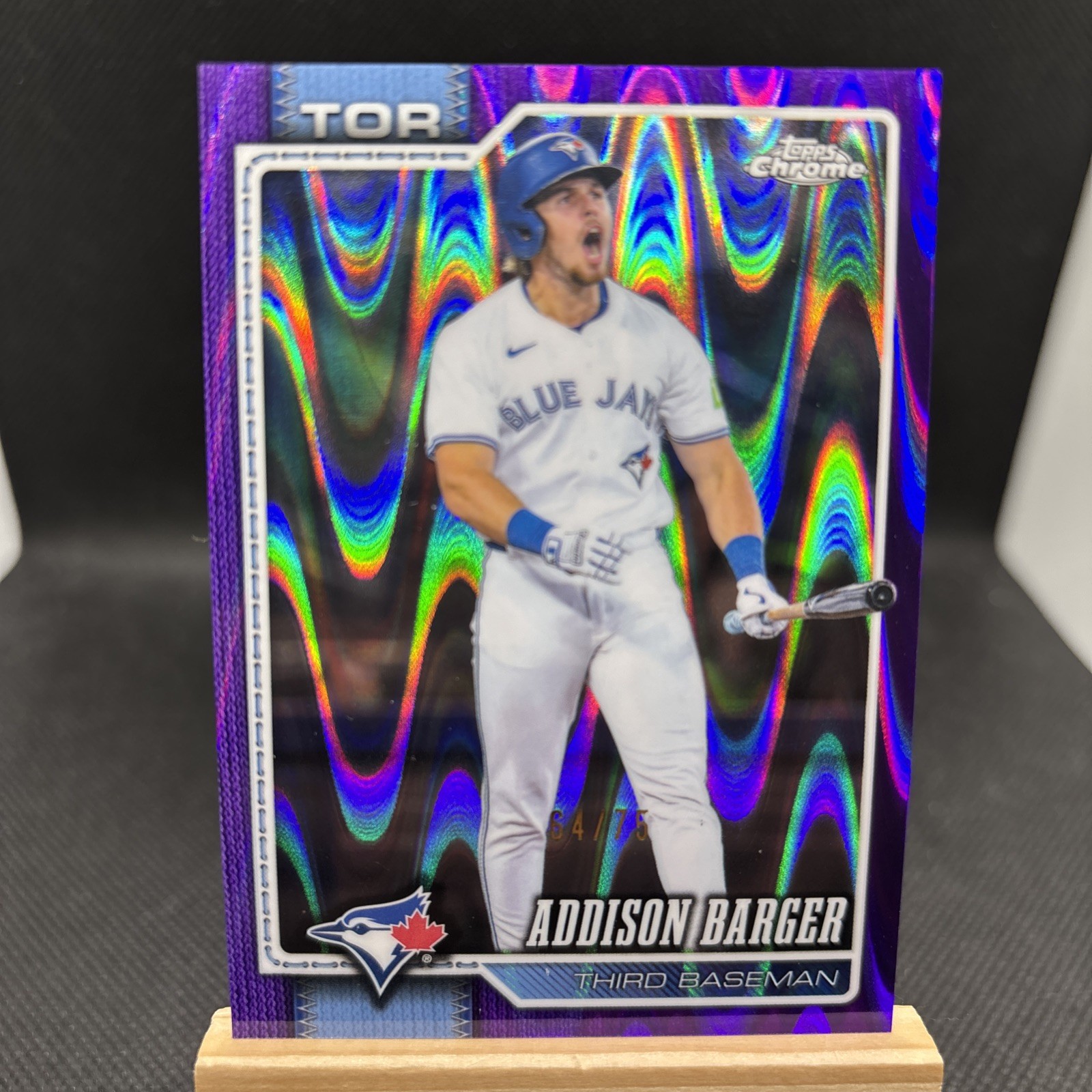 2026 Topps Chrome Addison Barger #276 Purple Raywave REFRACTOR Toronto  /75