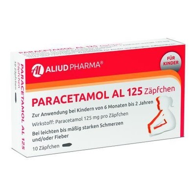 PARACETAMOL AL 125 Zäpfchen für Säuglinge ab 6 Monaten 10 St PZN 3295065
