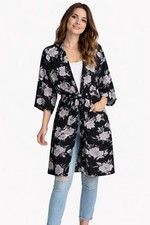 Spiritual Gangster Women's Maya Kimono Duster One Size Robe Dark Floral Romantic