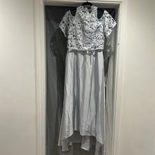 Coast Womens Bridesmaids/ Prom Dress Silver Net Satin UK 12 BNWT