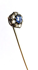 Epingle or 18k argent saphir ancien stickpin pin gold sapphire bijou ancienne