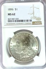 1896 $1 Morgan Silver One Dollar MS62 Philadelphia BU