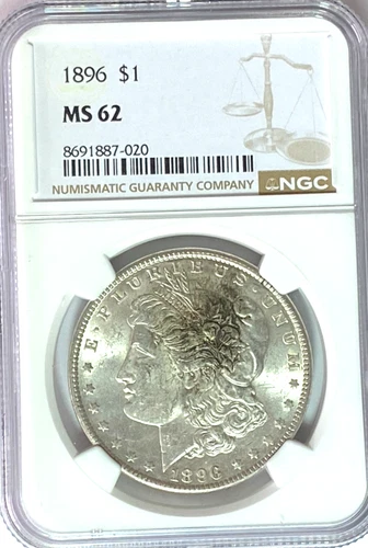 1896 $1 Morgan Silver One Dollar MS62 Philadelphia BU