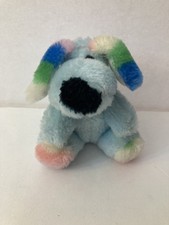 VINTAGE 1984 Bean Bag of Ace Blue Dog Pastel Striped Ears/Feet Small Plush Toy