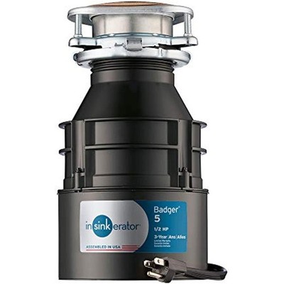 InSinkErator Garbage Disposal with Cord, Badger 5, 1/2 HP Continuous Feed sh