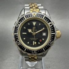 Zodiac Professional Dive Watch Women 29mm Black Dial Two Tone Date Red Dot Works