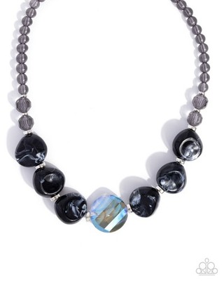 Paparazzi Gallery Walk - Black - Transparent , Chunky , Beads - Necklace & Earri