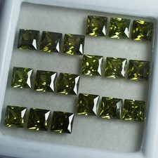 Square Cut Loose Gemstone 5x5 MM Lot 15 Pcs Natural Green Sapphire CERTIFIED