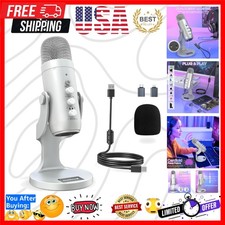 Podcast Microphone for PC, Noise Cancellation USB Mic with Gain, Volume Adjus...