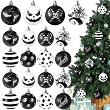 Janinka 24 Pcs Christmas Tree Ball Ornaments Set, 2.4 Inch Gothic Creepy Befo...